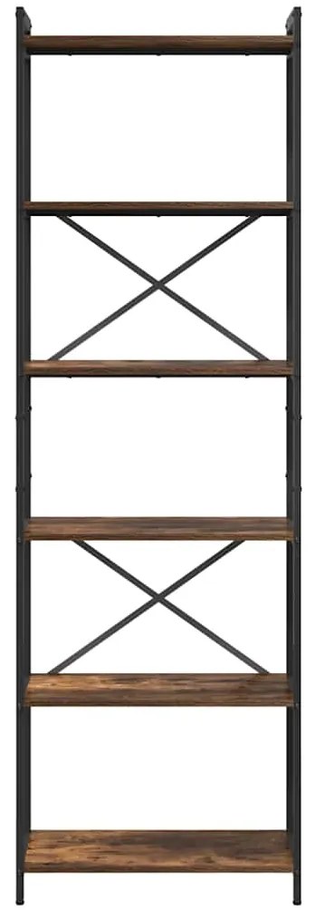 vidaXL Βιβλιοθήκη Καπνιστή δρυς 60 x 30 x 188 εκ Επεξεργασμένο ξύλο