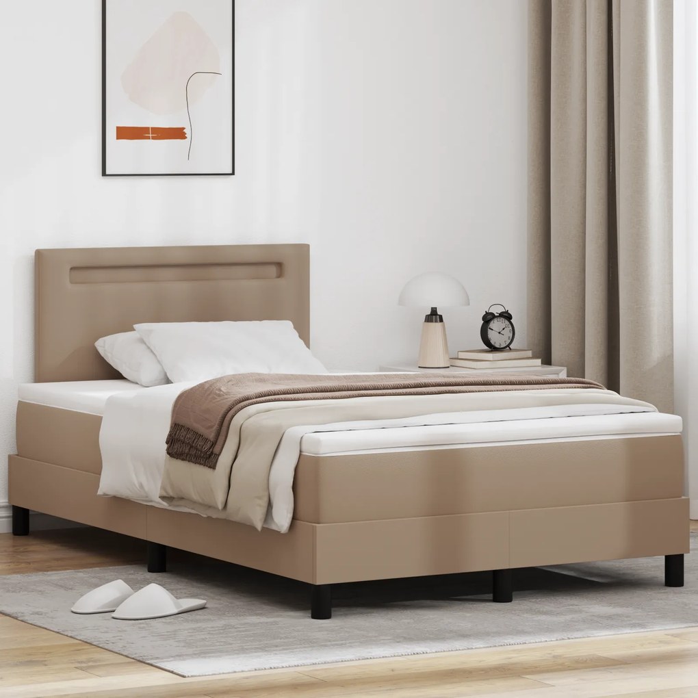 vidaXL Κρεβάτι με Στρώμα Cappuccino, 120x200 εκ, Τεχνητό Δέρμα