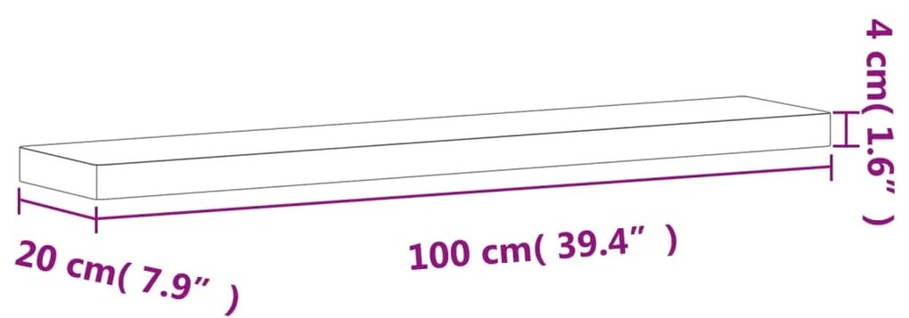 vidaXL Ράφι Τοίχου 100 x 20 x 4 εκ. από Μασίφ Ξύλο Οξιάς