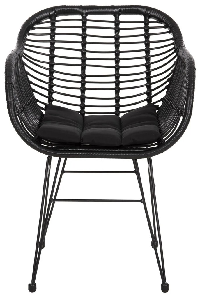 Καρέκλα Πολυθρόνα ALLEGRA C5450.32 Μεταλλική με Μαύρο Wicker &amp; Μαξιλάρι 58x59x82Υεκ. 58x59x82 εκ.