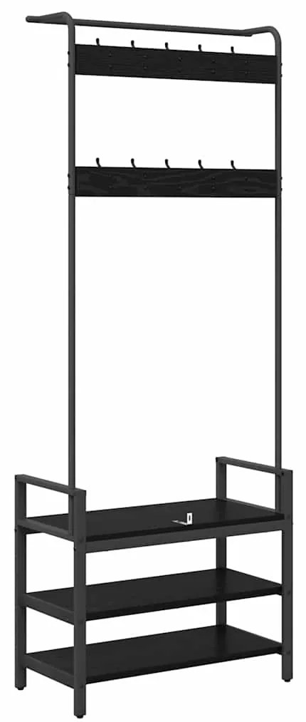 vidaXL Κρεμάστρα Μαύρη δρυς 75 x 34 x 184 εκ Επεξεργασμένο ξύλο