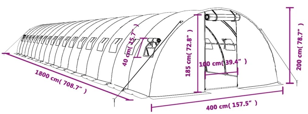 ΘΕΡΜΟΚΗΠΙΟ ΛΕΥΚΟ 72 Μ² 18 X 4 X 2 Μ. ΜΕ ΑΤΣΑΛΙΝΟ ΠΛΑΙΣΙΟ 3188079