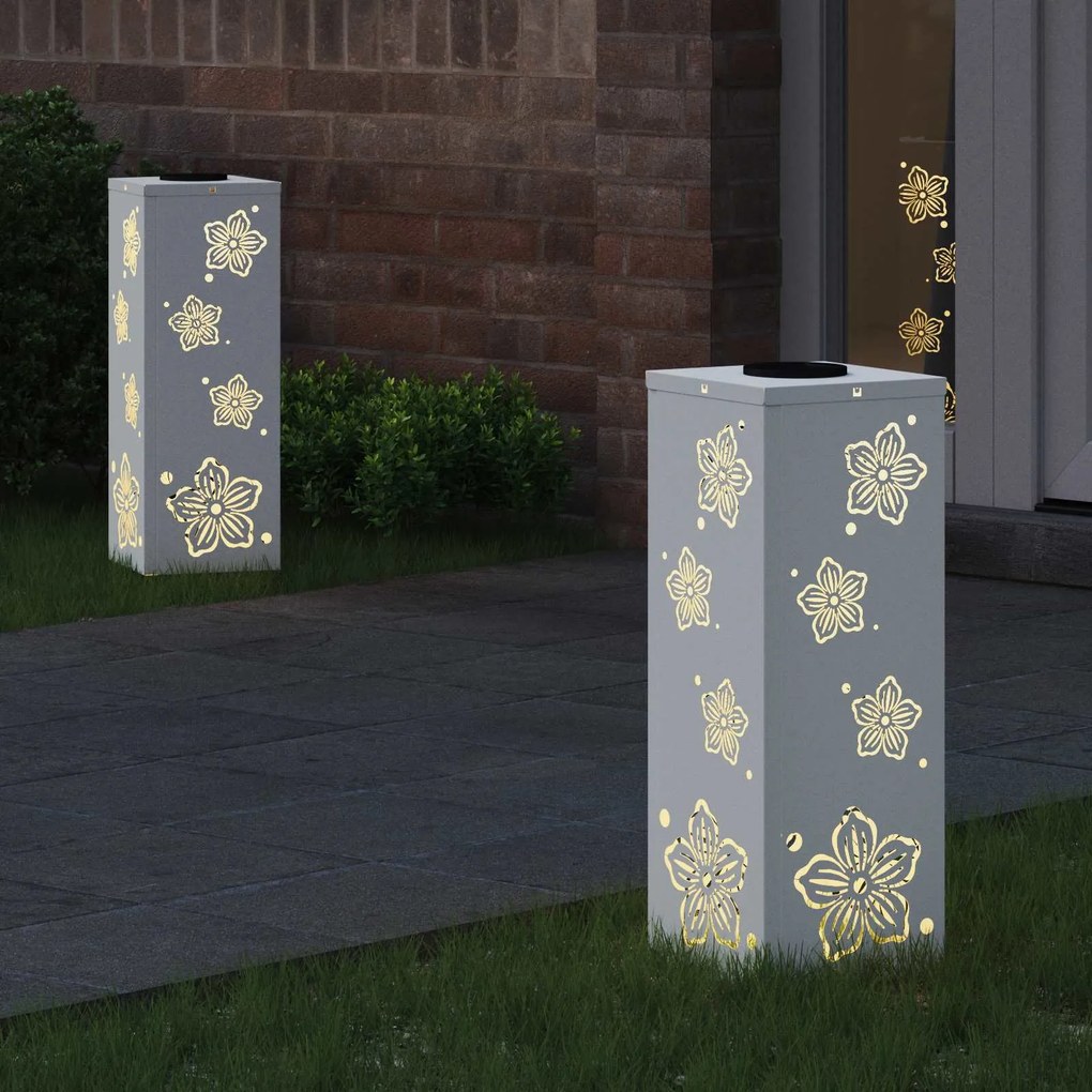 vidaXL Ηλιακό LED Φως Δρόμου 2 pcs Λευκό Κρύο Ρολαρισμένο Χάλυβα