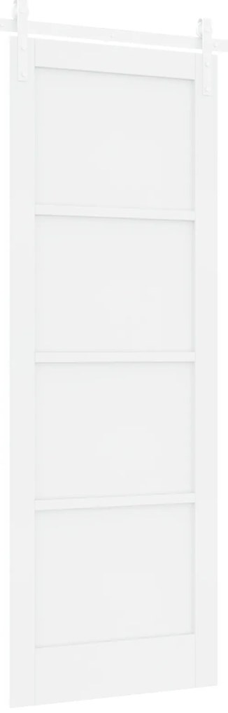 vidaXL Συρόμενη Πόρτα με Σετ Εξαρτημάτων Λευκή 78x211 εκ. Συμπαγές Ξύλο Πεύκου