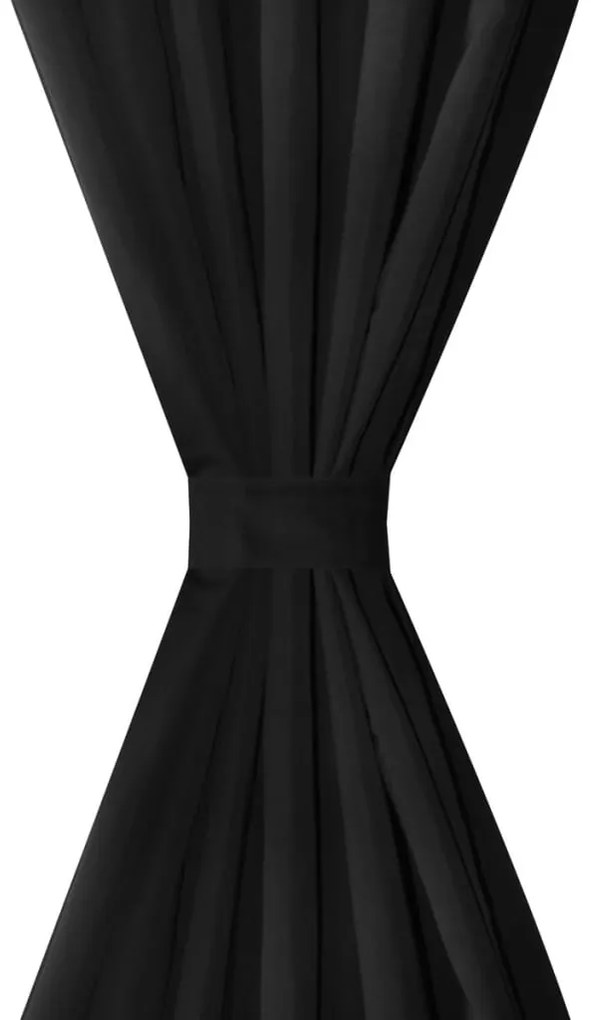 Κουρτίνες με Θηλιές 2 τεμ. Μαύρες 140 x 175 εκ. από Microsatin