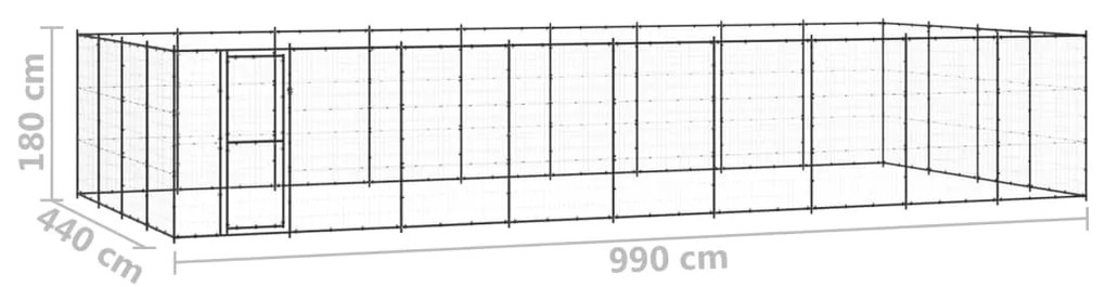 vidaXL Κλουβί Σκύλου Εξωτερικού Χώρου 43,56 μ² από Ατσάλι