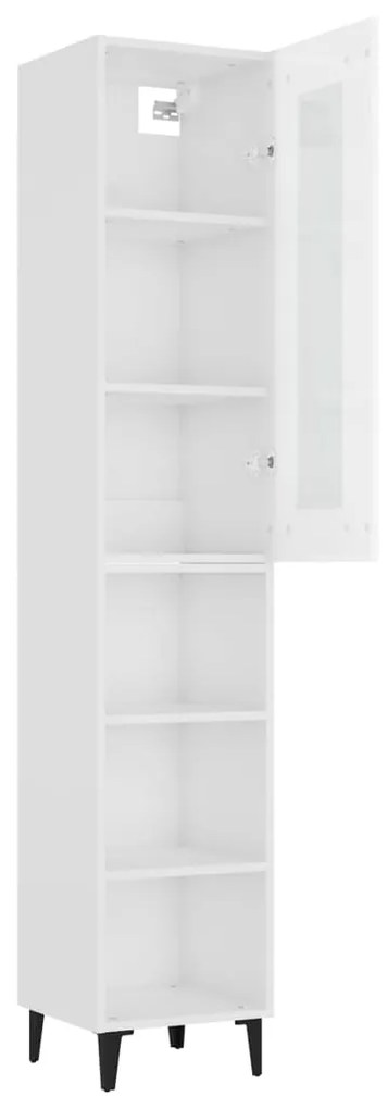 vidaXL Ντουλάπι Γυαλ. Λευκό 34,5 x 34 x 180 εκ. από Επεξεργασμένο Ξύλο