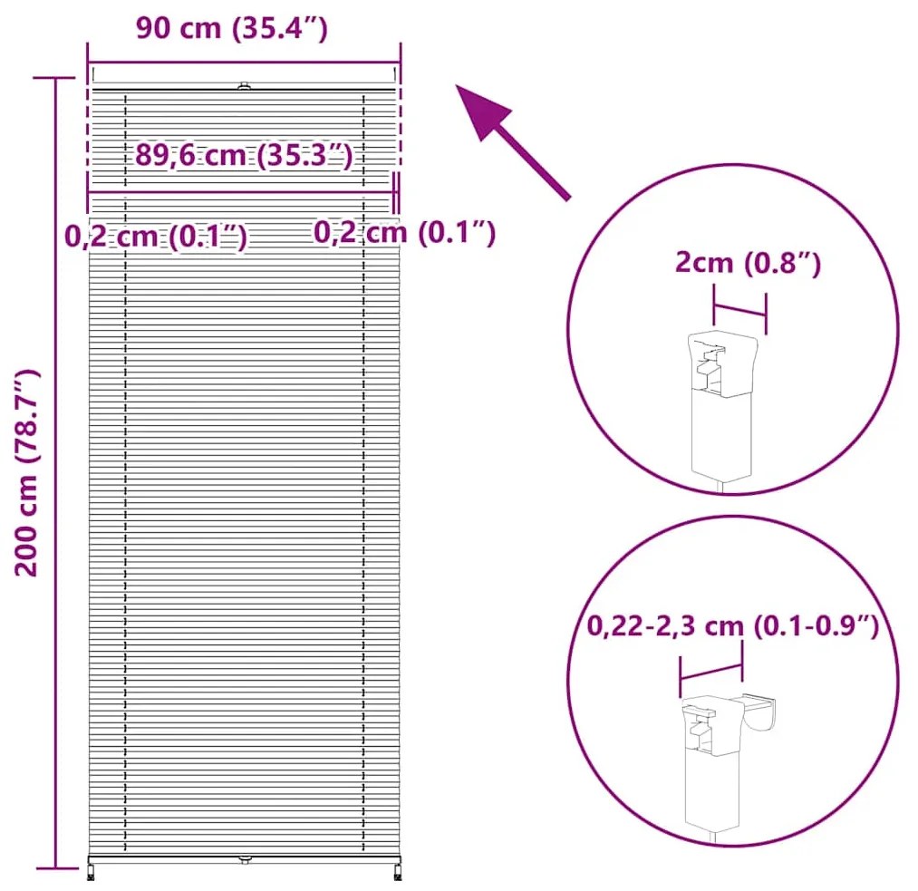 Πλισέ στόρι σκίασης 90x200cm Λευκό 240608