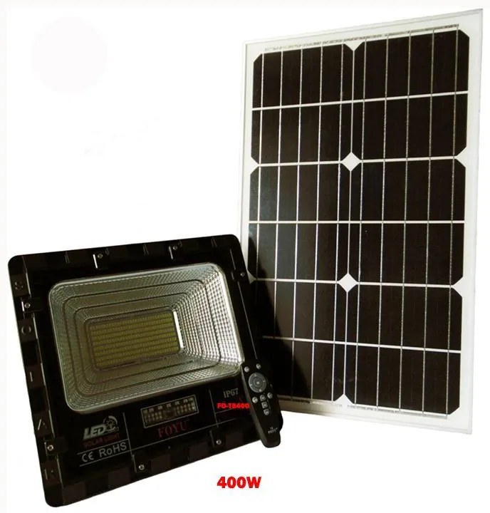 Στεγανός Ηλιακός Προβολέας IP67 Ισχύος 400W με Τηλεχειριστήριο σε Μαύρο χρώμα F0-T8400