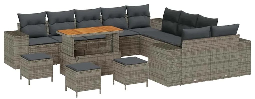 vidaXL Σετ Καναπέ Κήπου Ρυθμιζόμενο ύψος 13 pcs Γκρι συνθετικό ρατάν