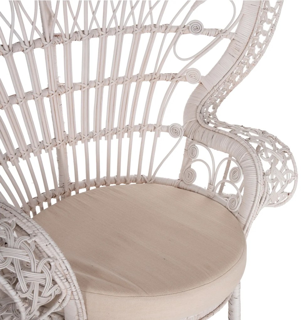 ΠΟΛΥΘΡΟΝΑ ROYAL PEACOCK HM9342.02 RATTAN ΣΕ ΛΕΥΚΟ-ΜΑΞΙΛΑΡΙ ΛΕΥΚΟ 114x72x150Yεκ. - 0615201 - HM9342.02