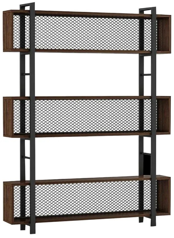 Βιβλιοθήκη Fifer pakoworld καρυδί-μαύρο 120x27x185εκ