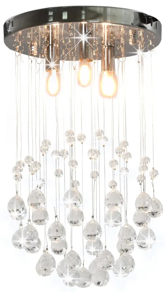 vidaXL Φωτιστικό Οροφής Ασημί με Κρυσταλλινές Σφαιρικές Χάντρες 3 x G9