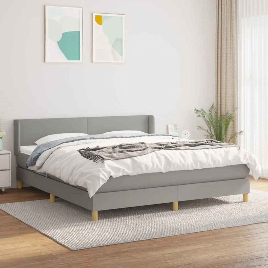 vidaXL Κρεβάτι Boxspring με Στρώμα Αν. Πράσινο 160x200εκ Υφασμάτινο