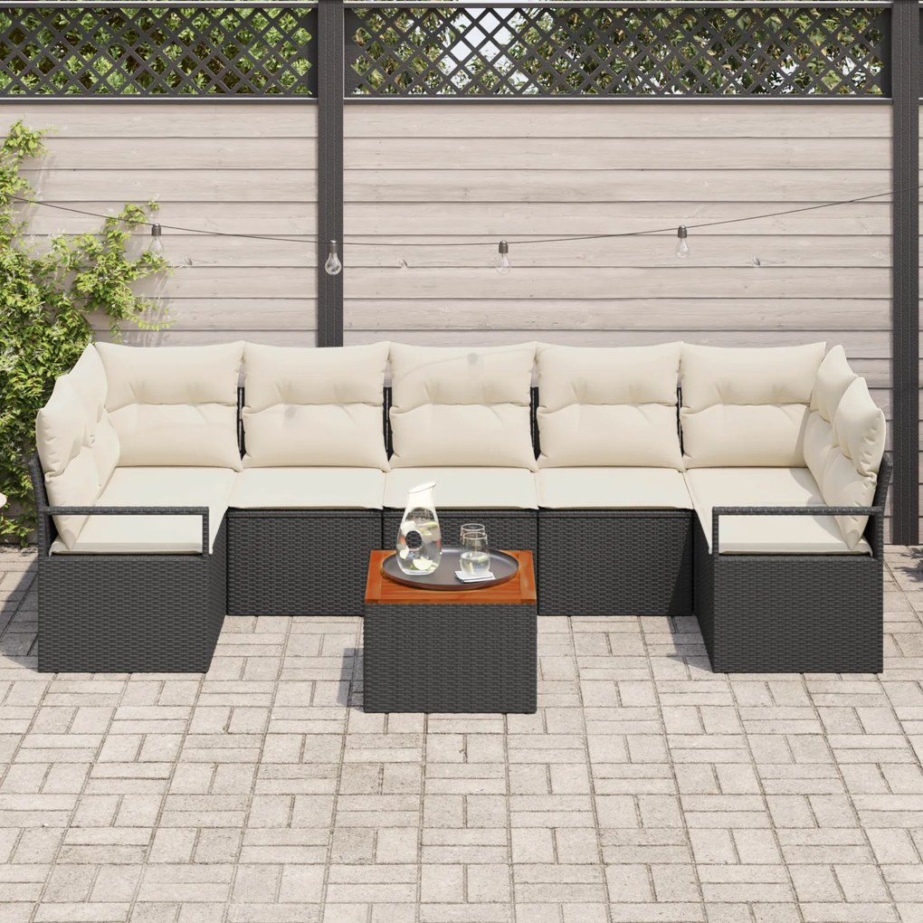 vidaXL Σετ Καναπέ Κήπου 8 pcs Μαύρος, λευκός Τεράστιος