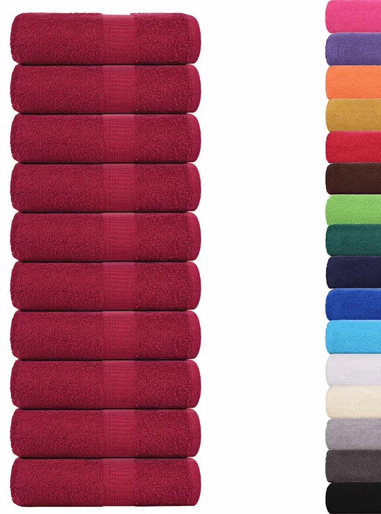 vidaXL Πετσέτες Πλυσίματος FROGN 10 τεμ. Μπορντό 30x30 εκ. 360 γρ./μ²