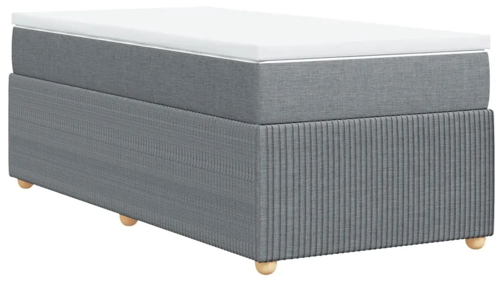 vidaXL Κρεβάτι Boxspring με Στρώμα Ανοιχτό Γκρι 100x200 εκ. Υφασμάτινο