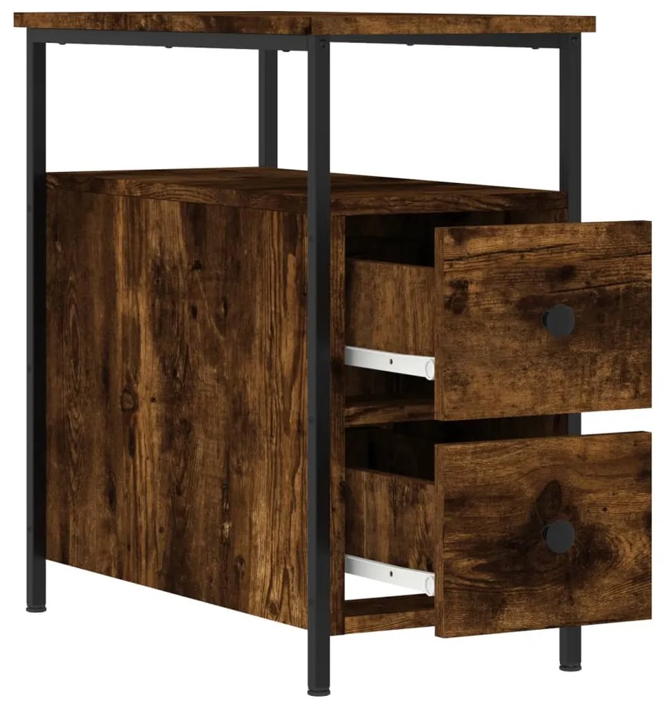vidaXL Κομοδίνα 2 τεμ. Καπνιστή Δρυς 30 x 60 x 60 εκ. Επεξεργ. Ξύλο