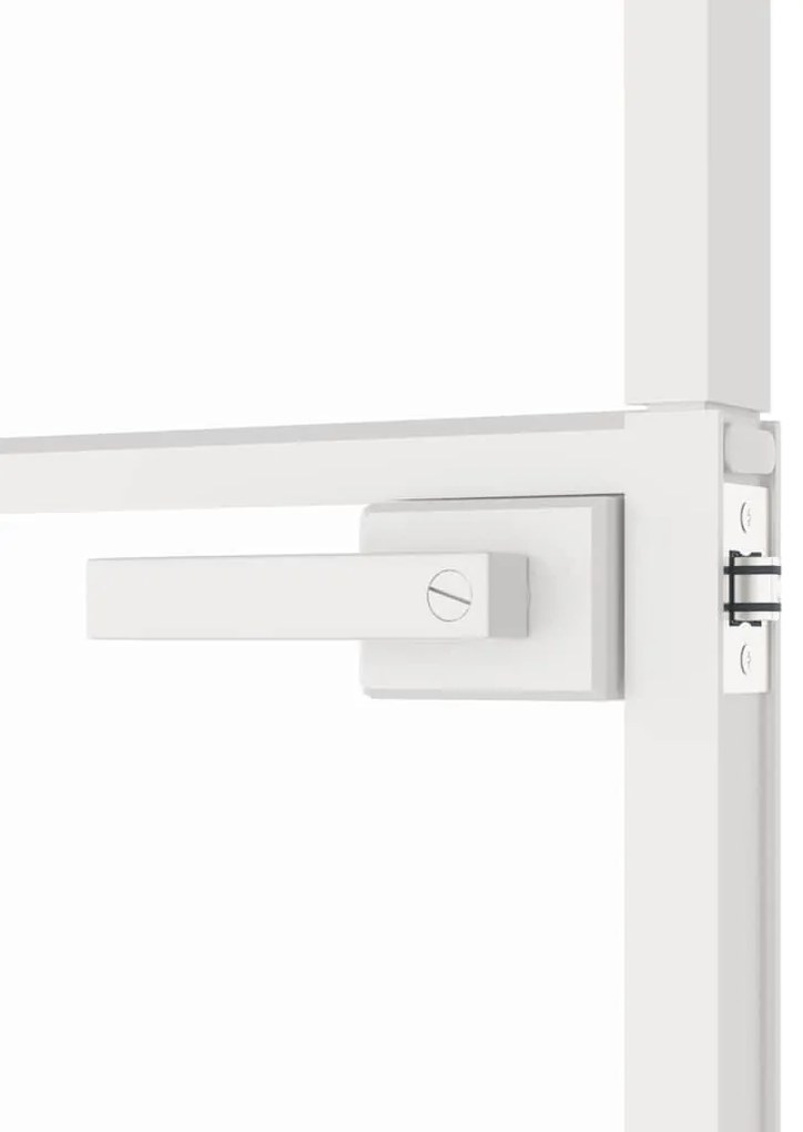 vidaXL Εσωτερική Πόρτα Λευκή 93x201,5 εκ. Ψημένο Γυαλί&amp;Λεπτό Αλουμίνιο
