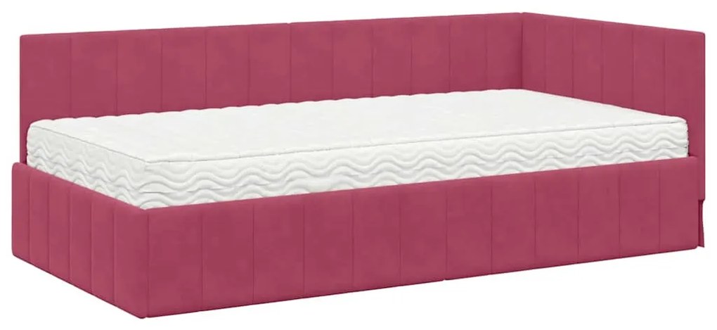 vidaXL Κρεβάτι Γωνίας με στρώμα Μπορντό 100 x 200 cm Βελούδο