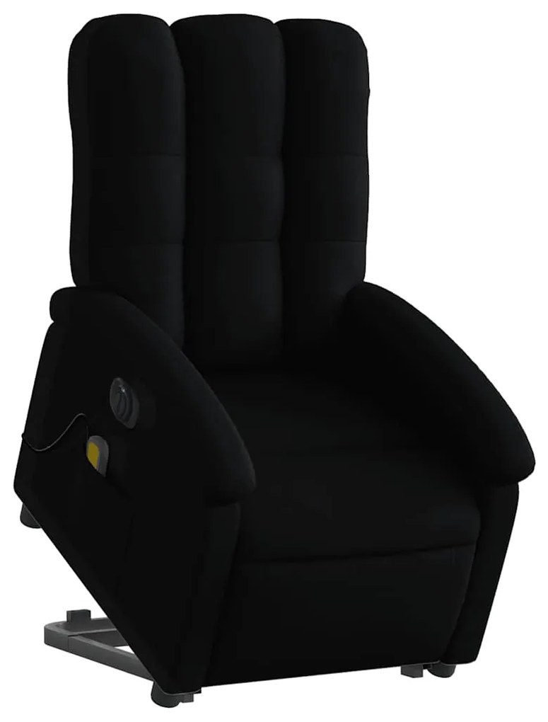 vidaXL Πολυθρόνα Μασάζ Ηλεκ. Ανακλινόμενη με Ανύψωση Μαύρη Υφασμάτινη