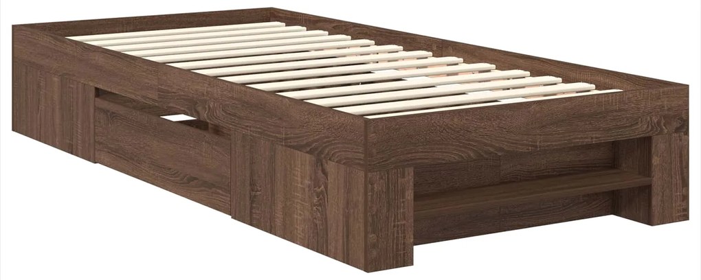 vidaXL Σκελετός Κρεβατιού Καφέ δρυς 100 x 200 μ Επεξεργασμένο ξύλο