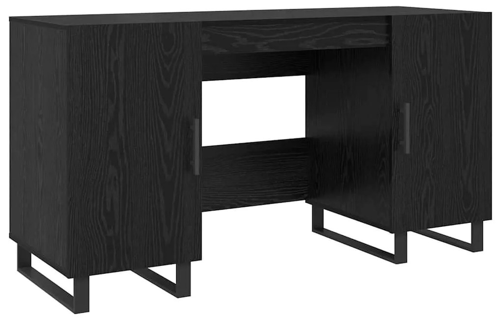 vidaXL Γραφείο με ράφι Μαύρη δρυς 140 x 50 x 75 εκ. Επεξεργασμένο ξύλο