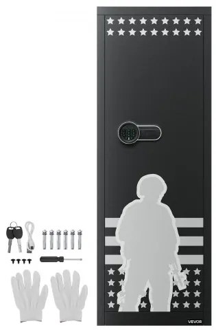 VEVOR 10-12 Gun Safe, Long Gun Cabinet for Rifles and Pistols, Quick Access Fireproof Rifle Safe with 4 Pistol Pockets and 3 Adjustable Racks, Large Digital Cabinet with Key and Password Lock