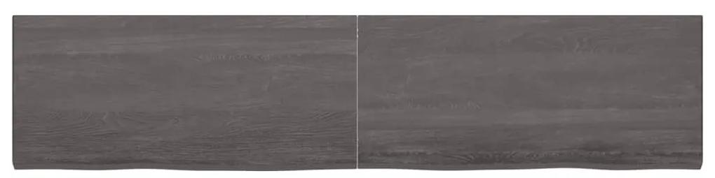 Ράφι Τοίχου Σκούρο Καφέ 220x50x(2-4) εκ. Επεξ. Μασίφ Ξύλο Δρυός - Καφέ