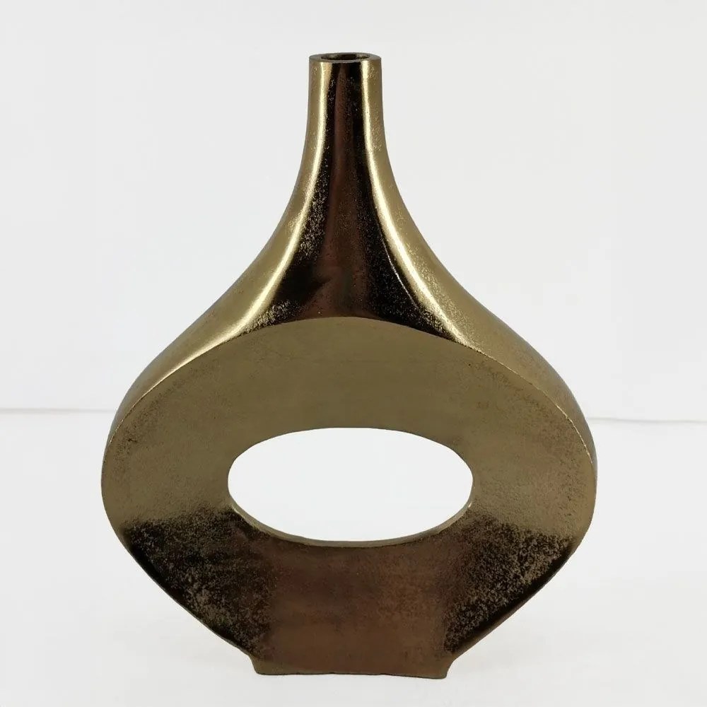 Βάζο Adel Oval 029053 28x7x35cm Gold Αλουμίνιο