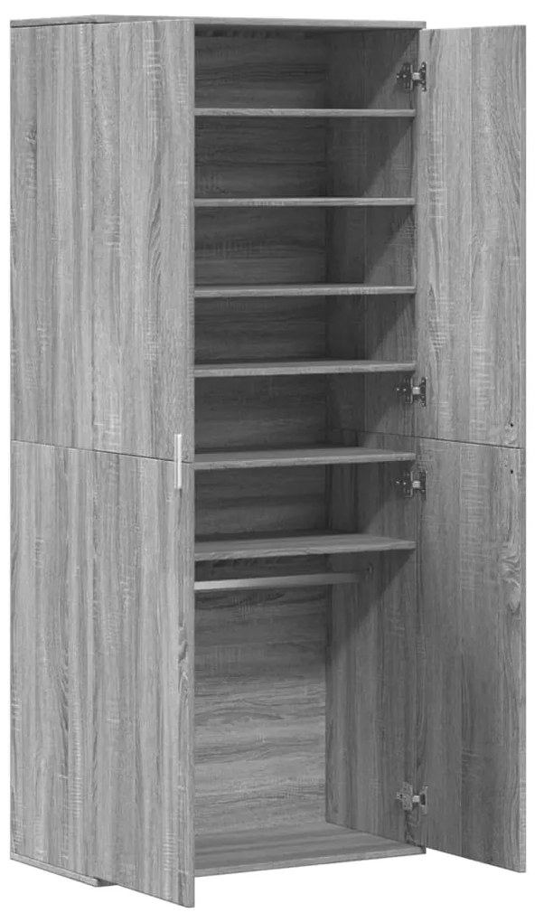 vidaXL Παπουτσοθήκη Γκρι Sonoma 80x39x178 εκ. από Επεξεργασμένο Ξύλο