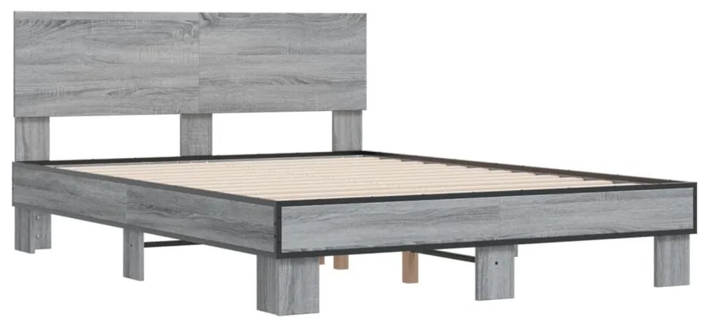 vidaXL Πλαίσιο Κρεβατιού Γκρι Sonoma 120x200 εκ. Επεξ. Ξύλο &amp; Μέταλλο