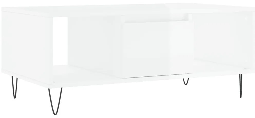 vidaXL Τραπεζάκι Σαλονιού Γυαλ. Λευκό 90x50x36,5 εκ. Επεξεργ. Ξύλο