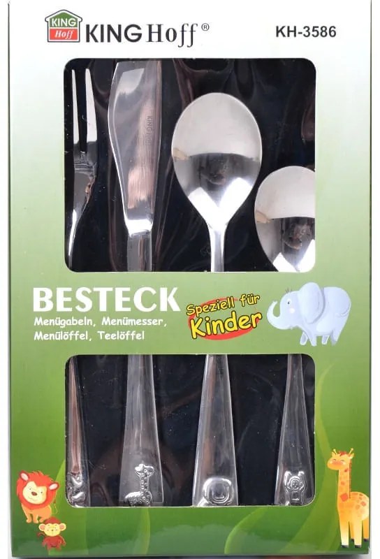 Σετ παιδικών σκευών KingHoff KH 3586, 4 τεμάχια, Γυαλιστερό, Ανοξείδωτο ατσάλι
