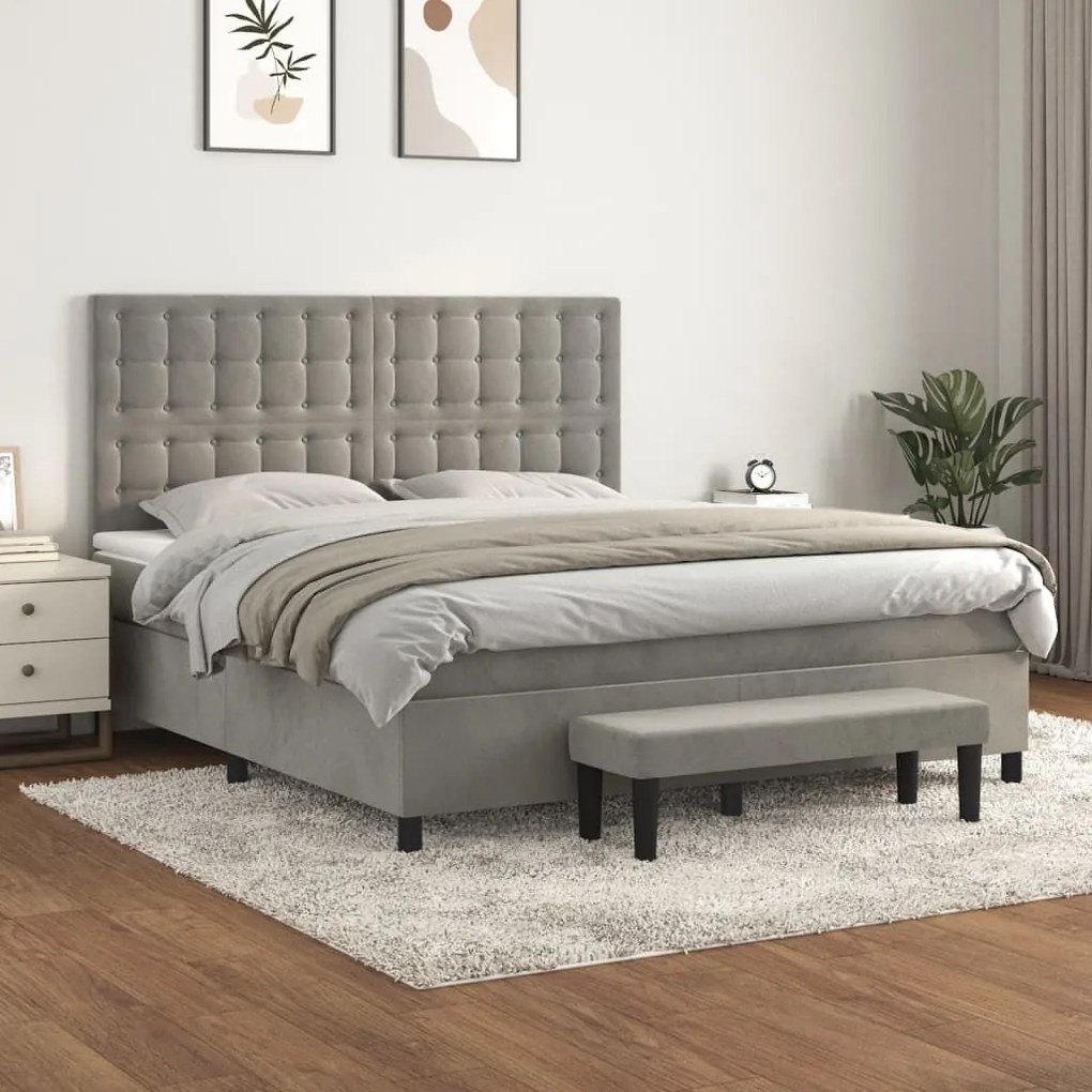 ΚΡΕΒΑΤΙ BOXSPRING ΜΕ ΣΤΡΩΜΑ ΑΝΟΙΧΤΟ ΓΚΡΙ 160X200 ΕΚ. ΒΕΛΟΥΔΙΝΟ 3138091