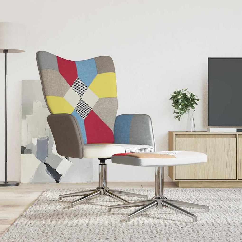 vidaXL Πολυθρόνα Relax Σχέδιο Patchwork Υφασμάτινη με Σκαμπό