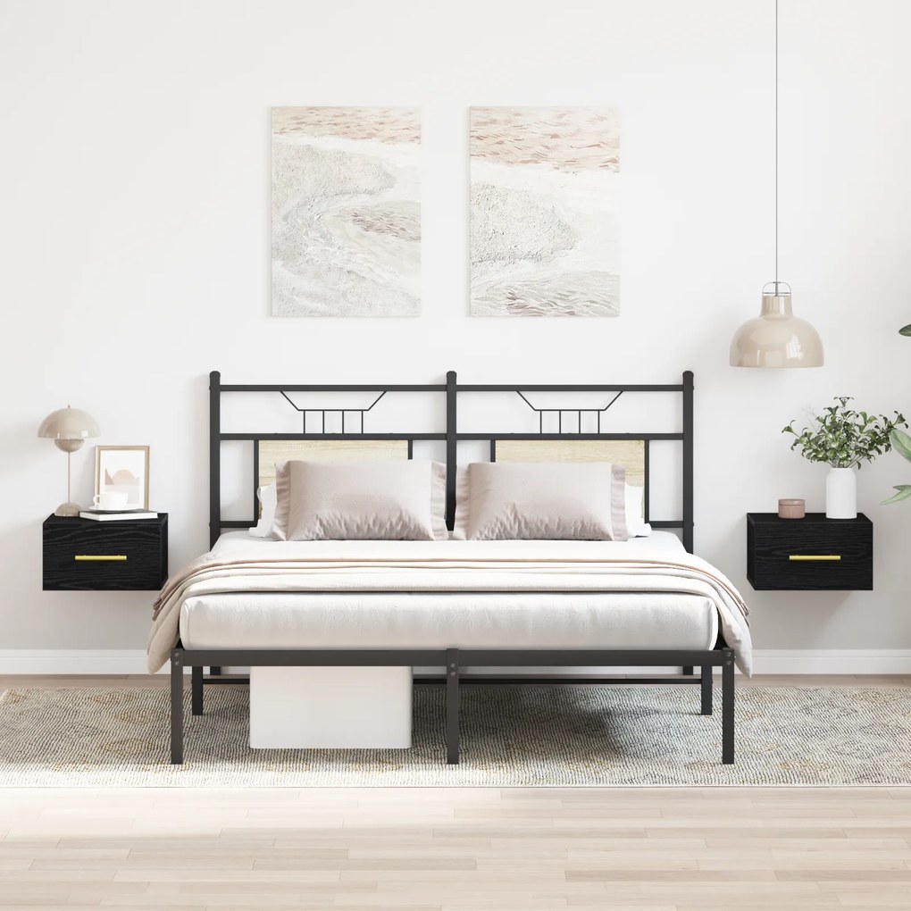 vidaXL Κομοδίνα 2 τεμ Τοίχου Μαύρη Δρυς 35x35x20 εκ