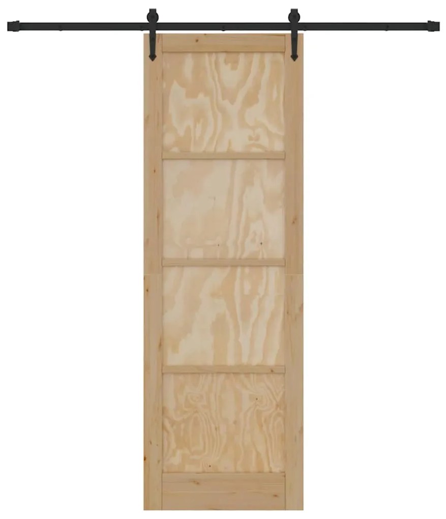 vidaXL Συρόμενη Πόρτα Χειροκίνητος Καφέ 78 x 232 cm Μασίφ ξύλο πεύκου