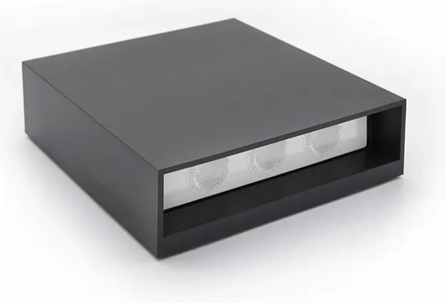 Adeleq Led Φωτιστικό Pc Τετράγωνο Διπλής Κατεύθυνσης 6W 3000Κ Ip65 Γραφίτης 9-9631