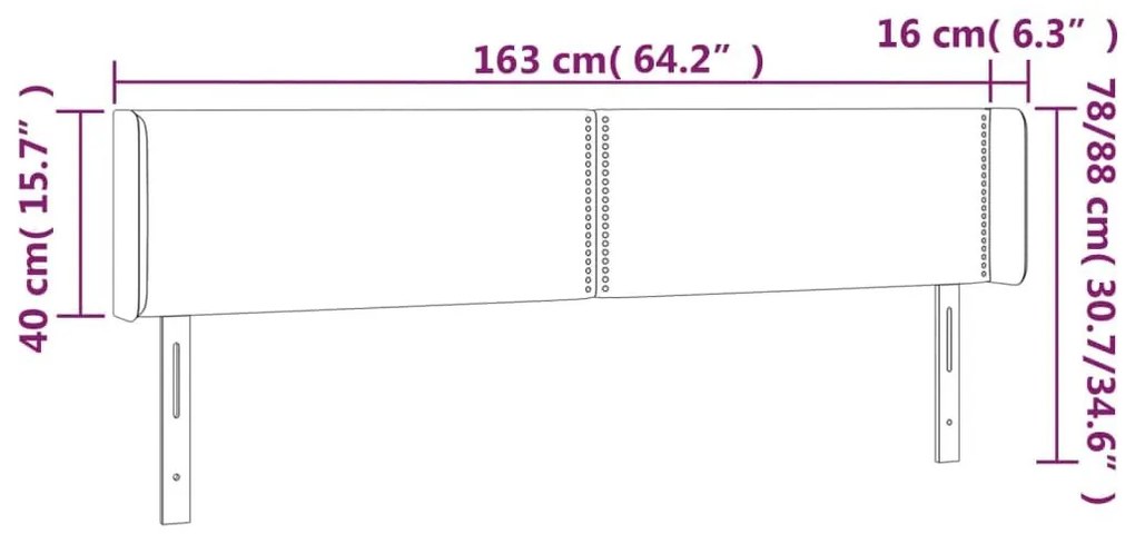 Κεφαλάρι Κρεβατιού LED Μαύρο 163x16x78/88 εκ. Συνθετ. Δέρμα - Μαύρο