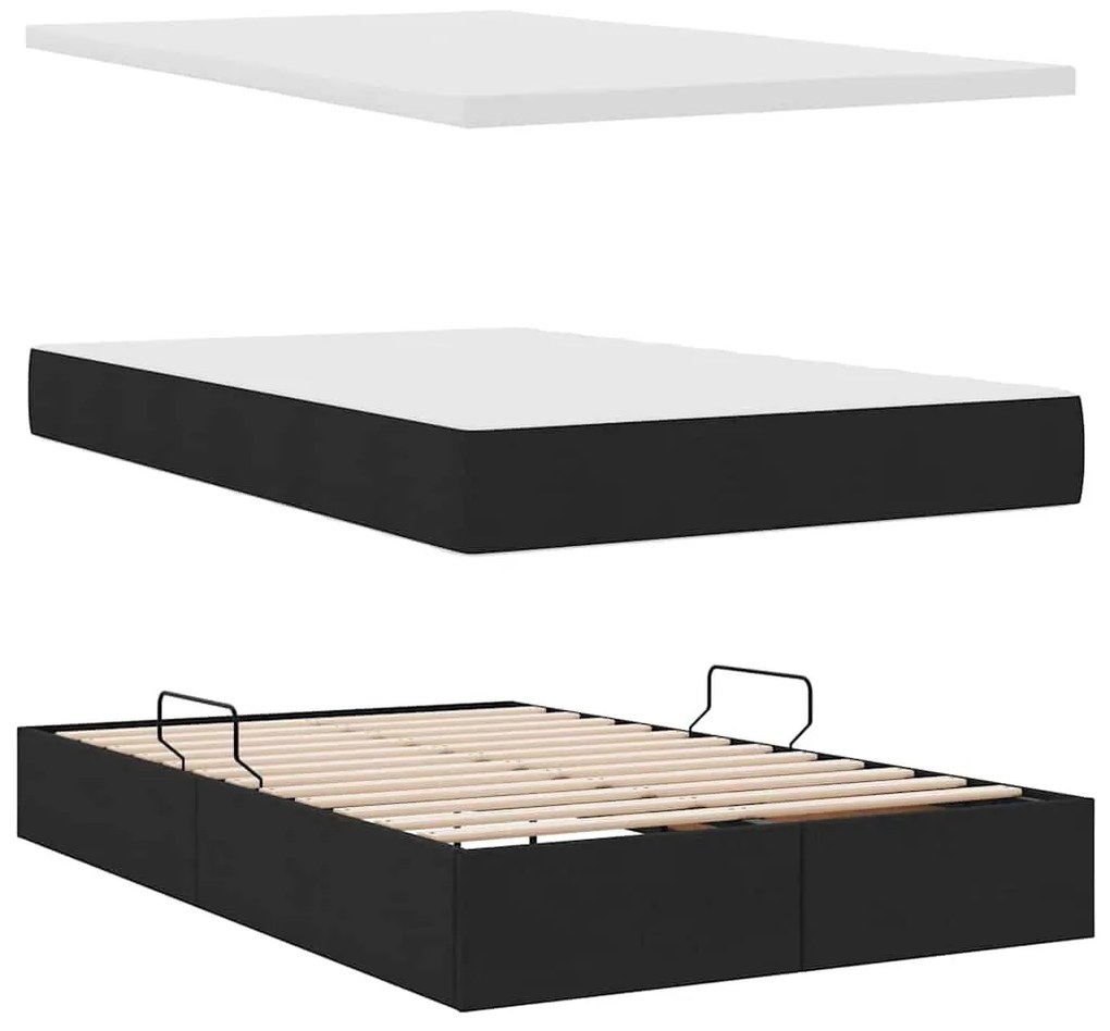 vidaXL Κρεβάτι με αποθηκευτικό χώρο και στρώμα Μαύρο 120 x 200 cm