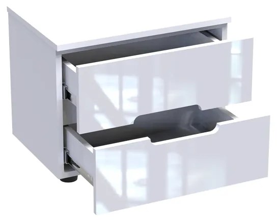 Κομοδίνο Afina pakoworld mdf σε λευκή glossy απόχρωση 50x35x41εκ (1 τεμάχια)
