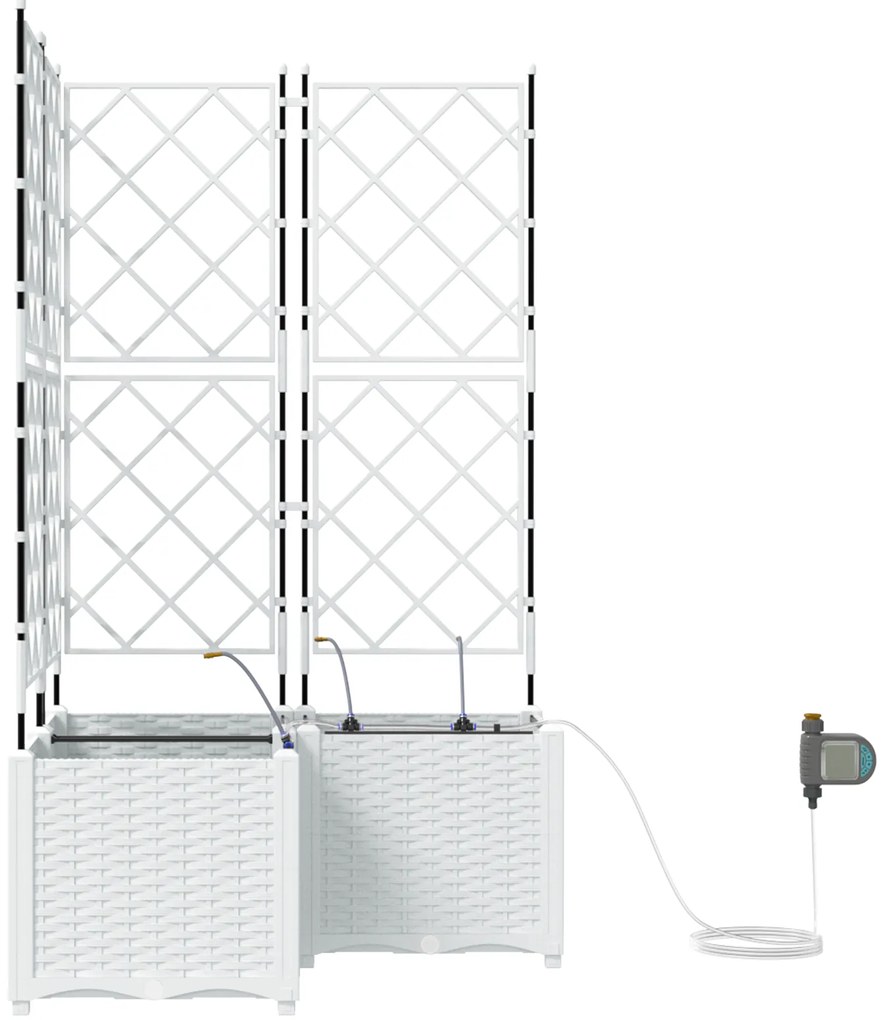 vidaXL Γλάστρες Κήπου 1 τεμ Καφασωτό Λευκό 80 x 80 x 142 cm Πλαστικό