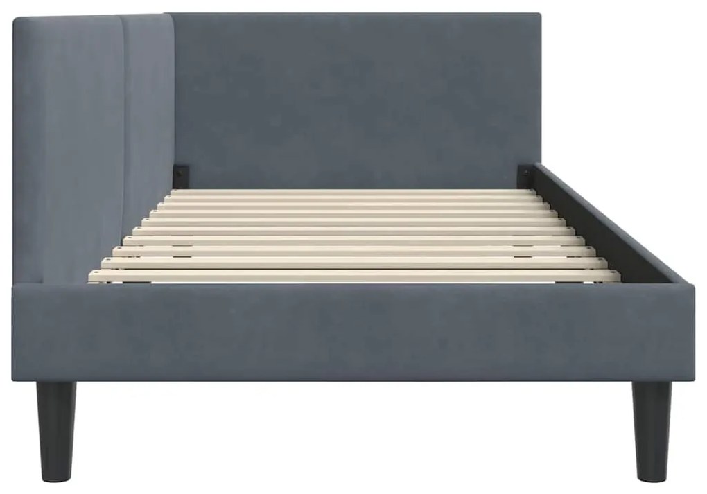 vidaXL Κρεβάτι Γωνίας με κεφαλάρι Σκούρο Γκρι 90 εκ x 190 εκ