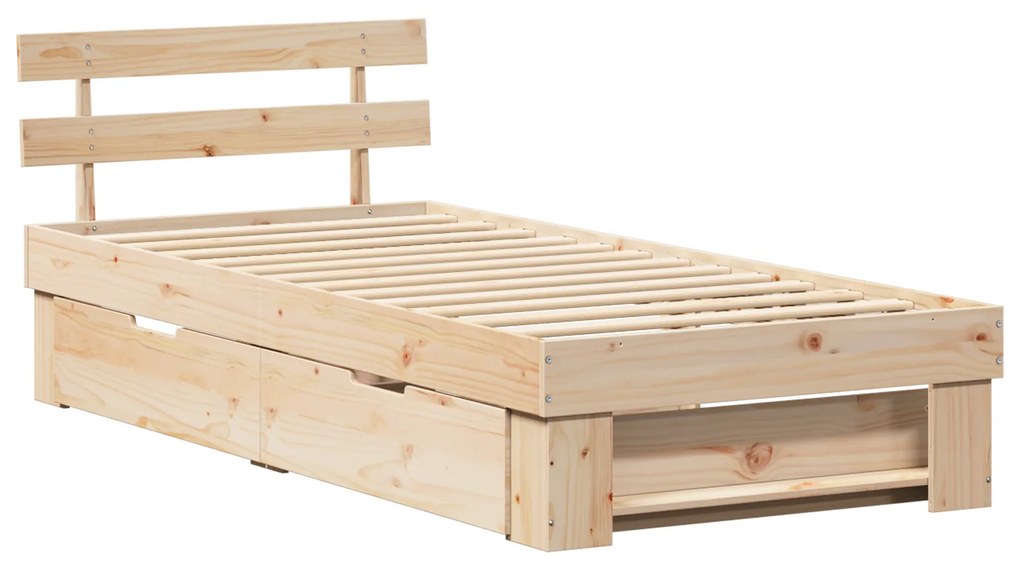 vidaXL Σκελετός Κρεβατιού Καφέ 90 x 190 cm Μασίφ ξύλο πεύκου