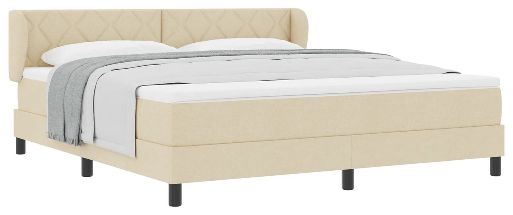 vidaXL κρεβάτι με ελατήριο και στρώμα Κρεμ 180x200 εκ. Υφάσματος
