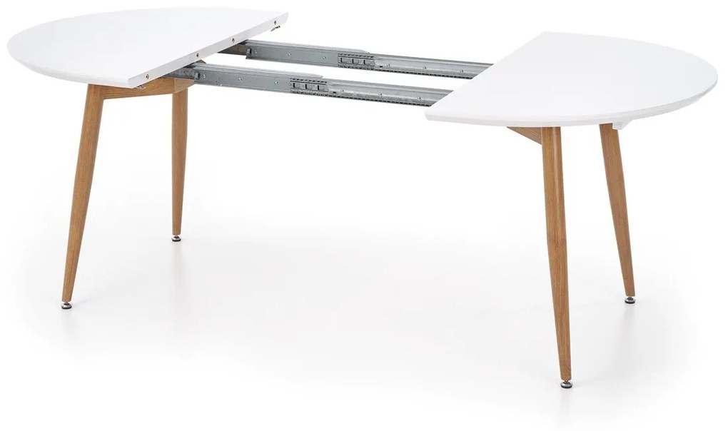 Τραπέζι Houston 567, Άσπρο, Μελί δρυς, 75x100x120cm, 51 kg, Επιμήκυνση, Ινοσανίδες μέσης πυκνότητας, Μέταλλο | Epipla1.gr