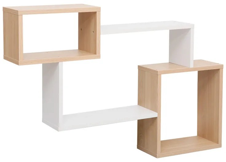 Ράφι τοίχου Beldra pakoworld σε φυσική απόχρωση με λευκό 84x15x57.8εκ