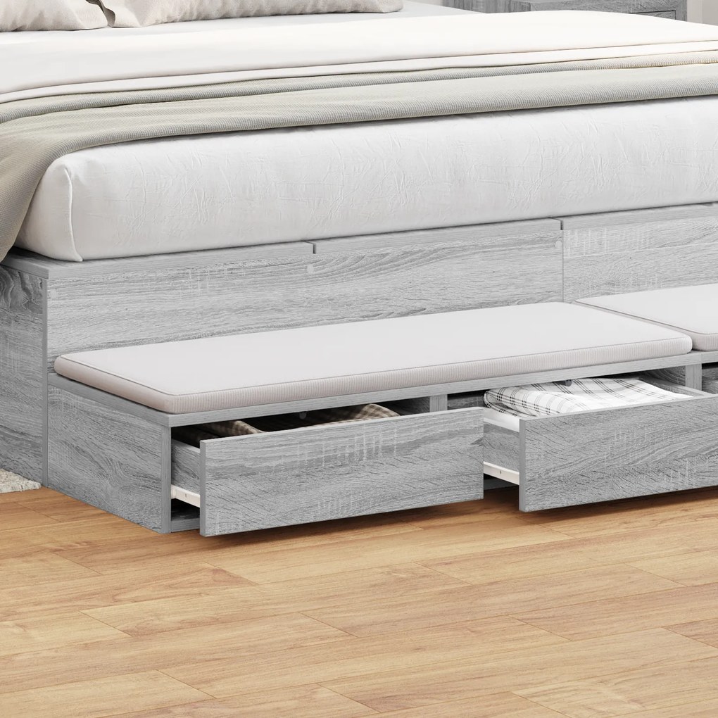 vidaXL Γκρι Σύρτες Κρεβατιού Σονόμα 180x36,5x16,5 εκ από Επεξεργασμένο Ξύλο