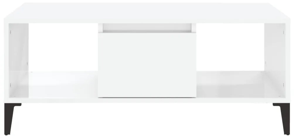 vidaXL Τραπεζάκι Σαλονιού Γυαλ. Λευκό 90x50x36,5 εκ. Επεξεργ. Ξύλο